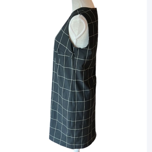 Lauren Ralph Lauren NWT Windowpane Plaid Leather Trim Sheath Dress - 6 - Picture 3 of 10